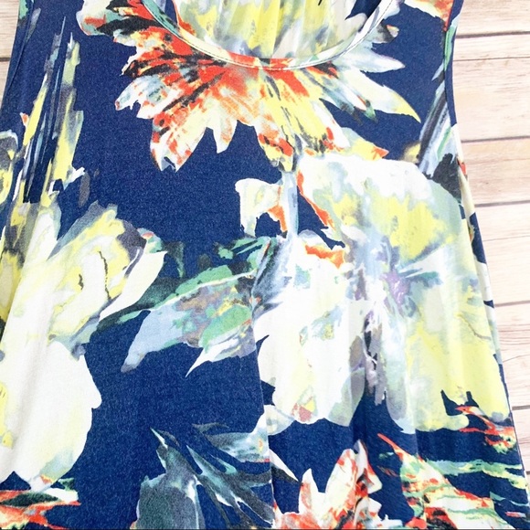 Anthropologie Weston Wear Blue Floral Top Sleeveless Tunic - Picture 2 of 5